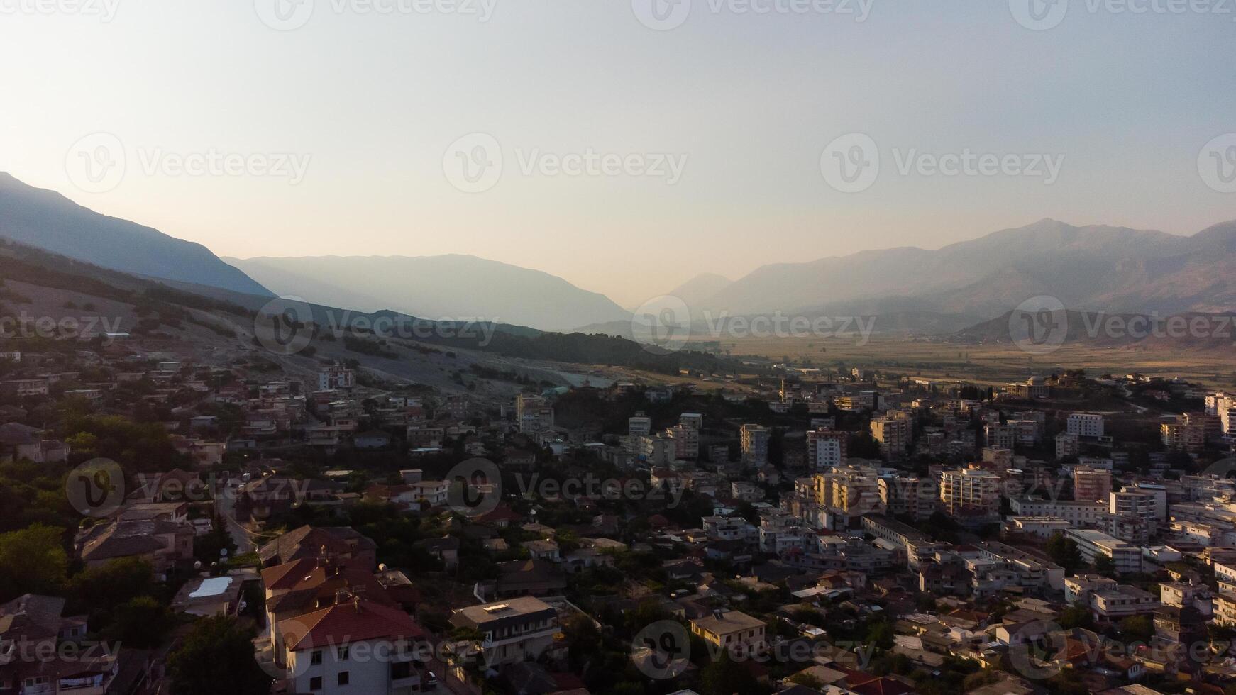 A view to the old city of Gjirokaster, UNESCO heritage, Albania photo