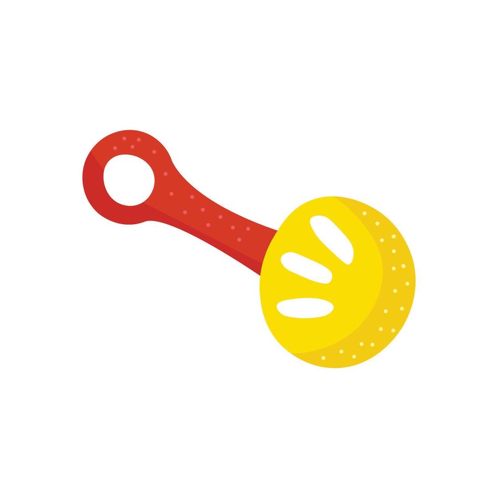 Baby music toy yellow and red colored isolated illustration. Funny time for children. vector