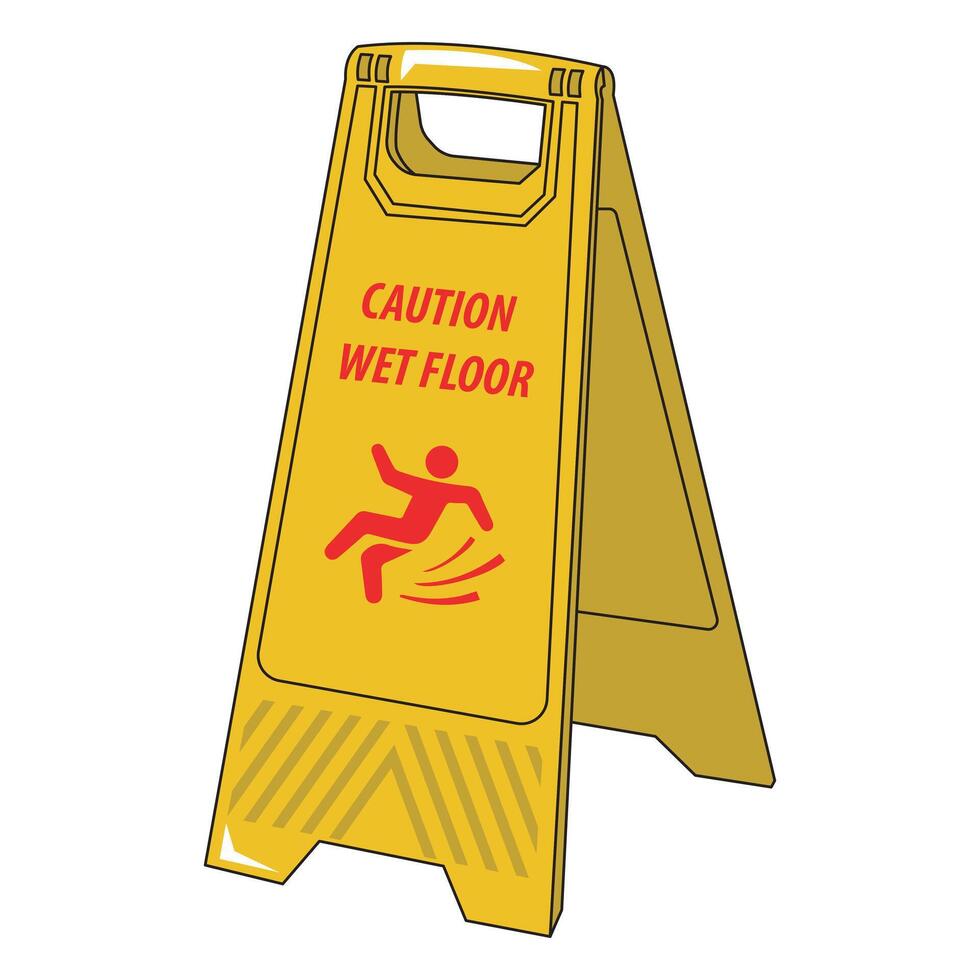 Wet floor caution sign board isolated on white background. vector