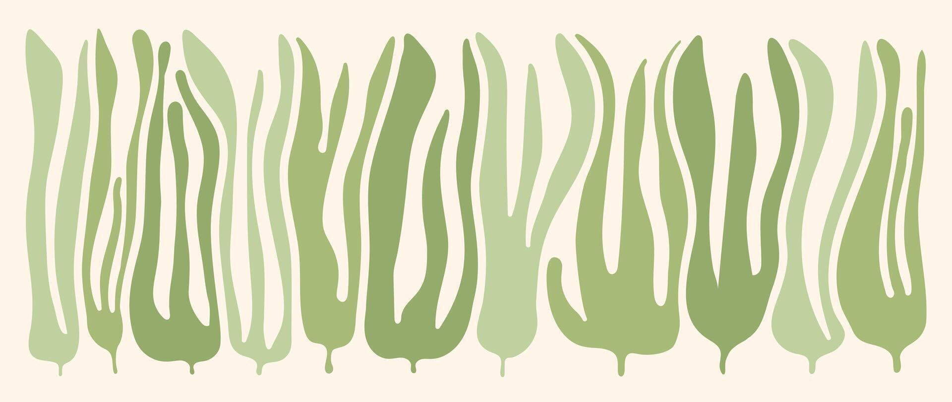 Abstract botanical art green background . Natural hand drawn pattern design with leaves branch collage. Simple contemporary style illustrated Design for fabric, print, cover, banner, wallpaper. vector