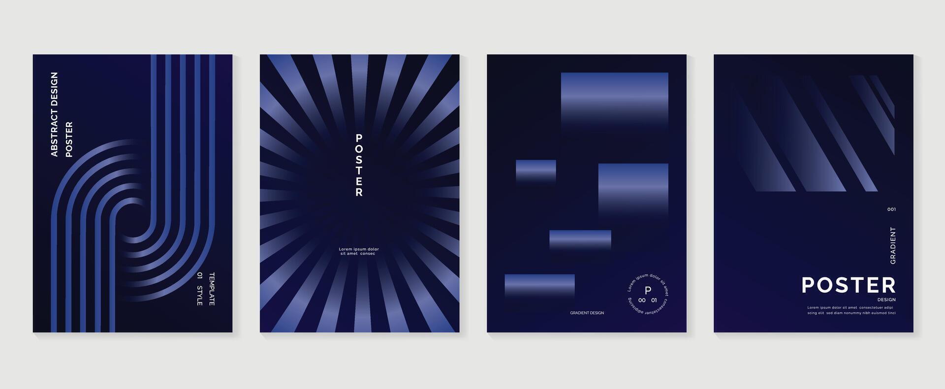 Modern gradient poster background set. Minimalist style cover template with vibrant perspective 3d geometric prism shapes collection. Ideal design for social media, cover, banner, flyer. vector