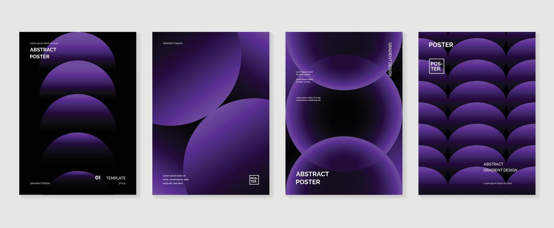 Modern gradient poster background set. Minimalist style cover template with vibrant perspective 3d geometric prism shapes collection. Ideal design for social media, cover, banner, flyer. vector