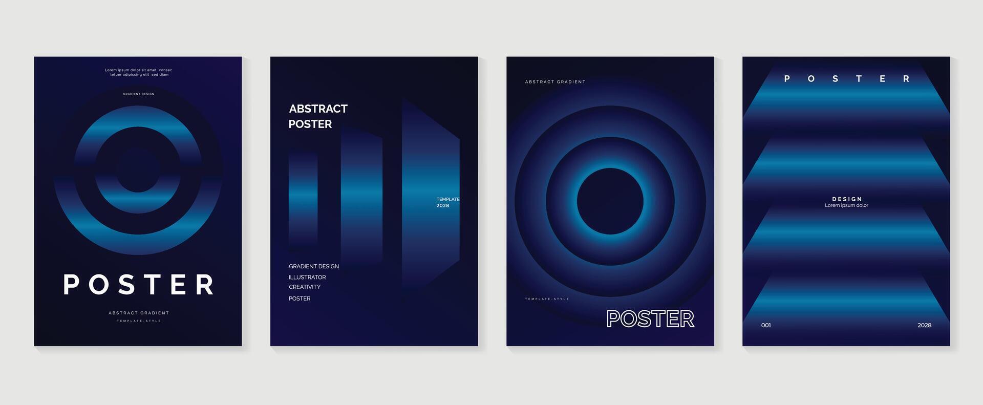 Modern gradient poster background set. Minimalist style cover template with vibrant perspective 3d geometric prism shapes collection. Ideal design for social media, cover, banner, flyer. vector