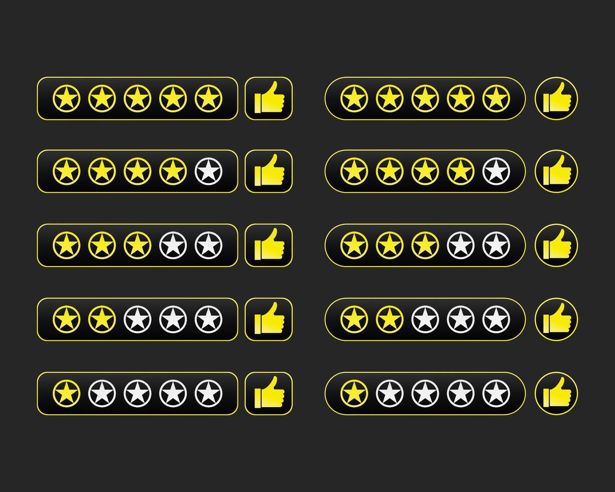 Set of star rating review icon for apps and websites. Like, thumbs up vector