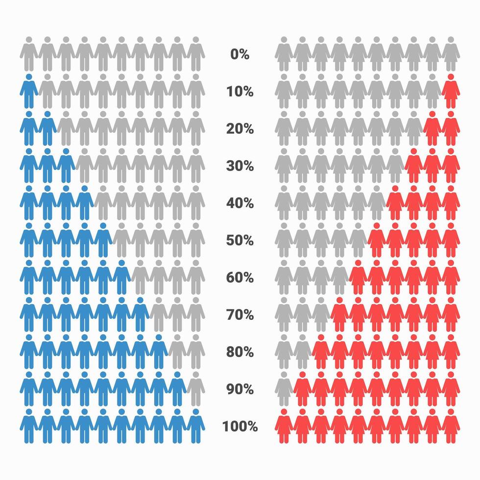 Male and female statistic. People percentage infographic design elements vector