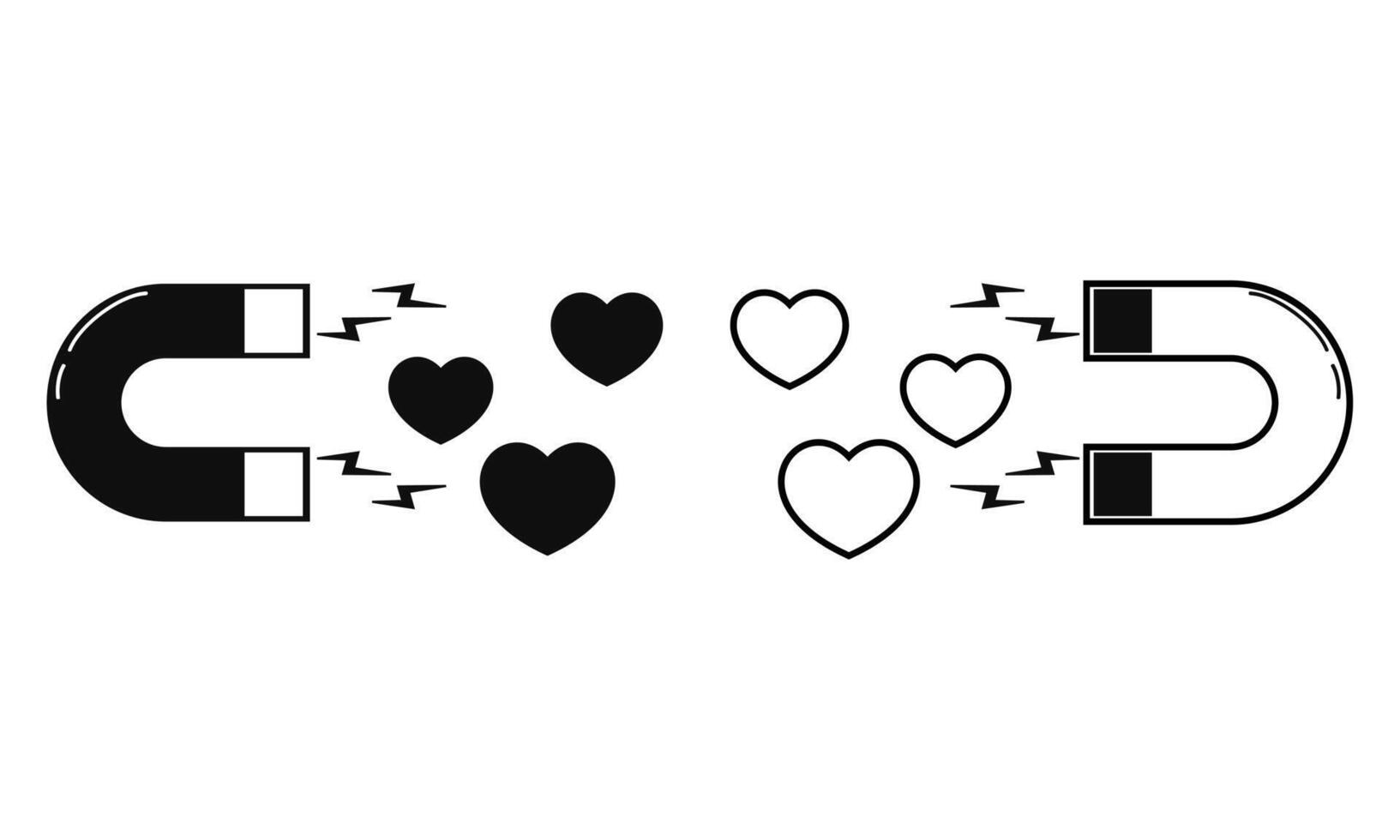 Magnet attracting heart icon. Get a mate. Get love vector