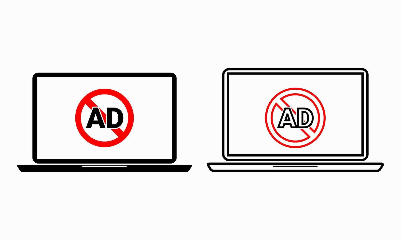 No ad sign on laptop screen vector