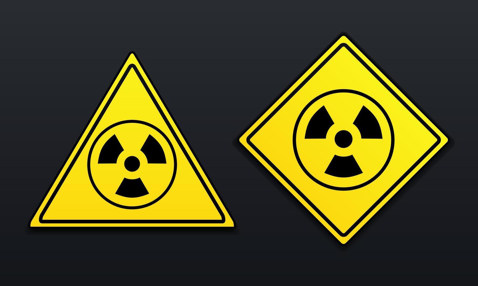 Set of warning radioactive zone sign. Biohazard. Dangerous radiation area vector
