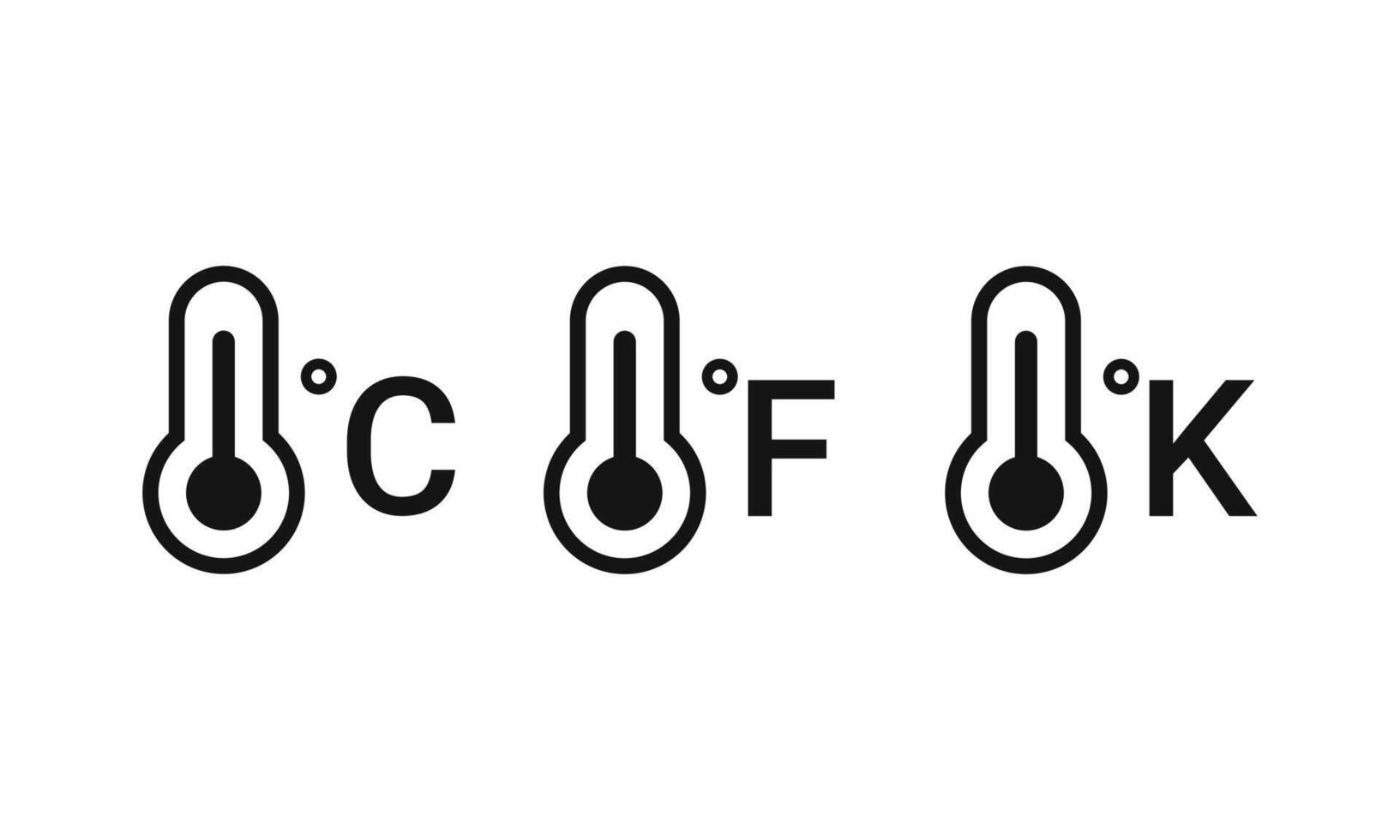 Set of celsius fahrenheit kelvin thermometer symbol vector
