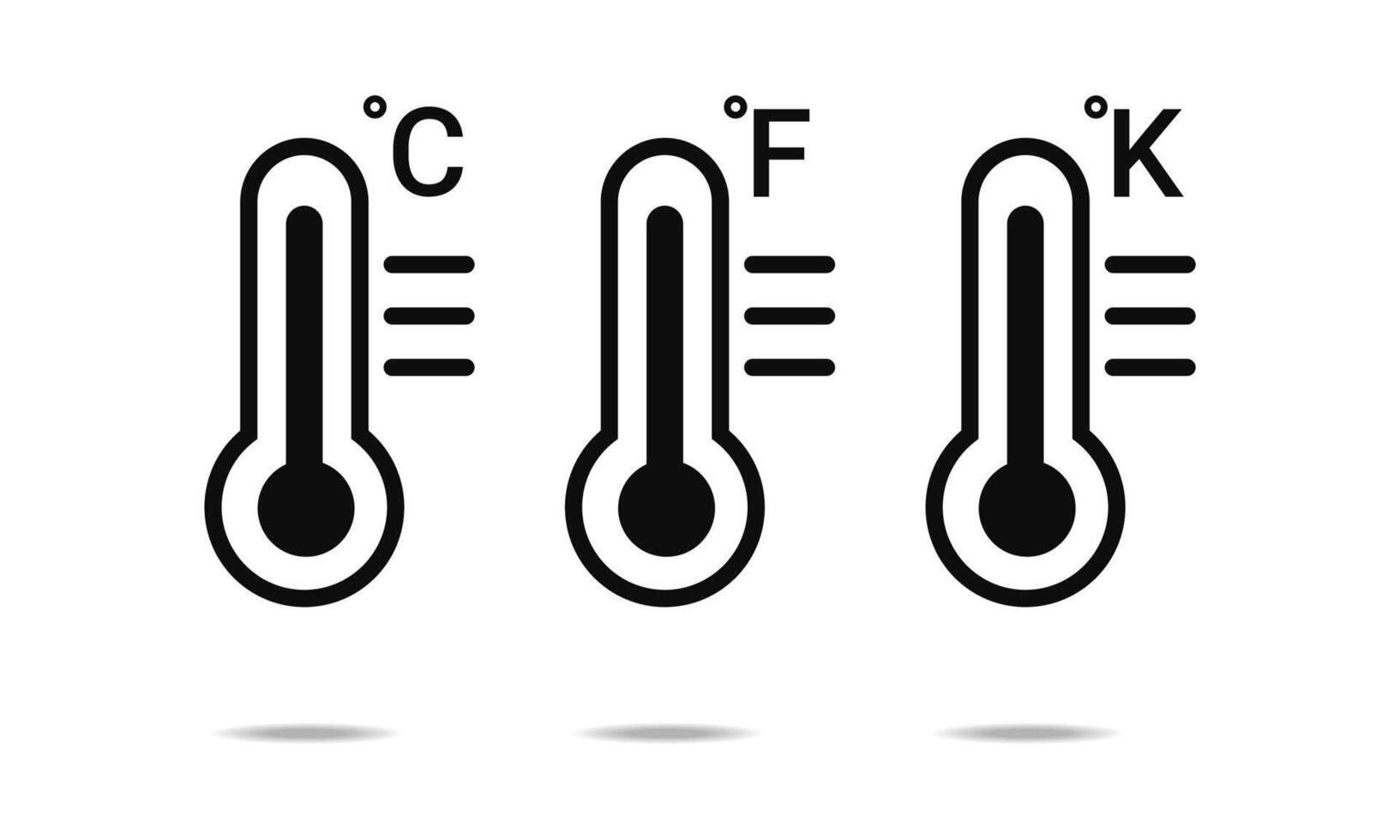 Set of celsius fahrenheit kelvin thermometer symbol vector