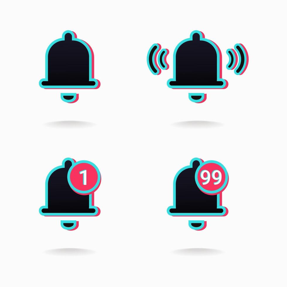 Set of notification bell icon. Ringing bell, incoming inbox message. Alarm icon vector