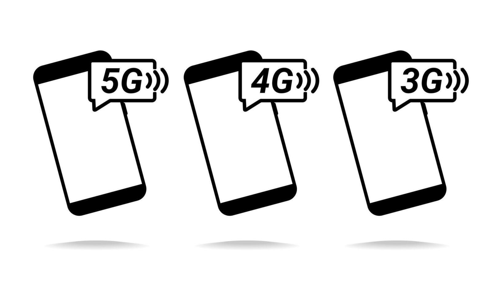 Set of phone with Internet network 3g, 4g, and 5g vector