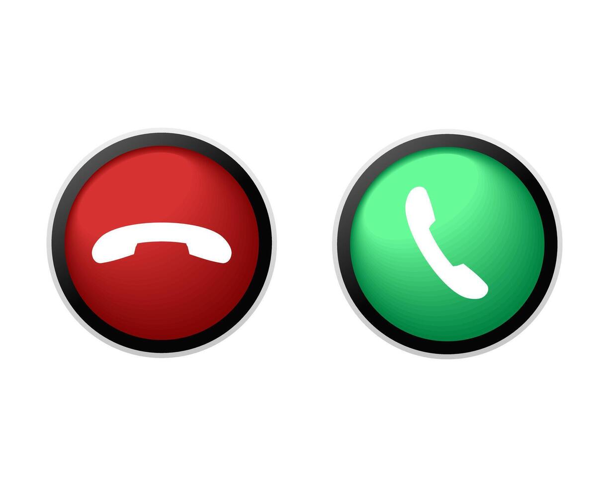 Set of phone call icons. Accept call and decline button. Answer and decline phone call buttons vector