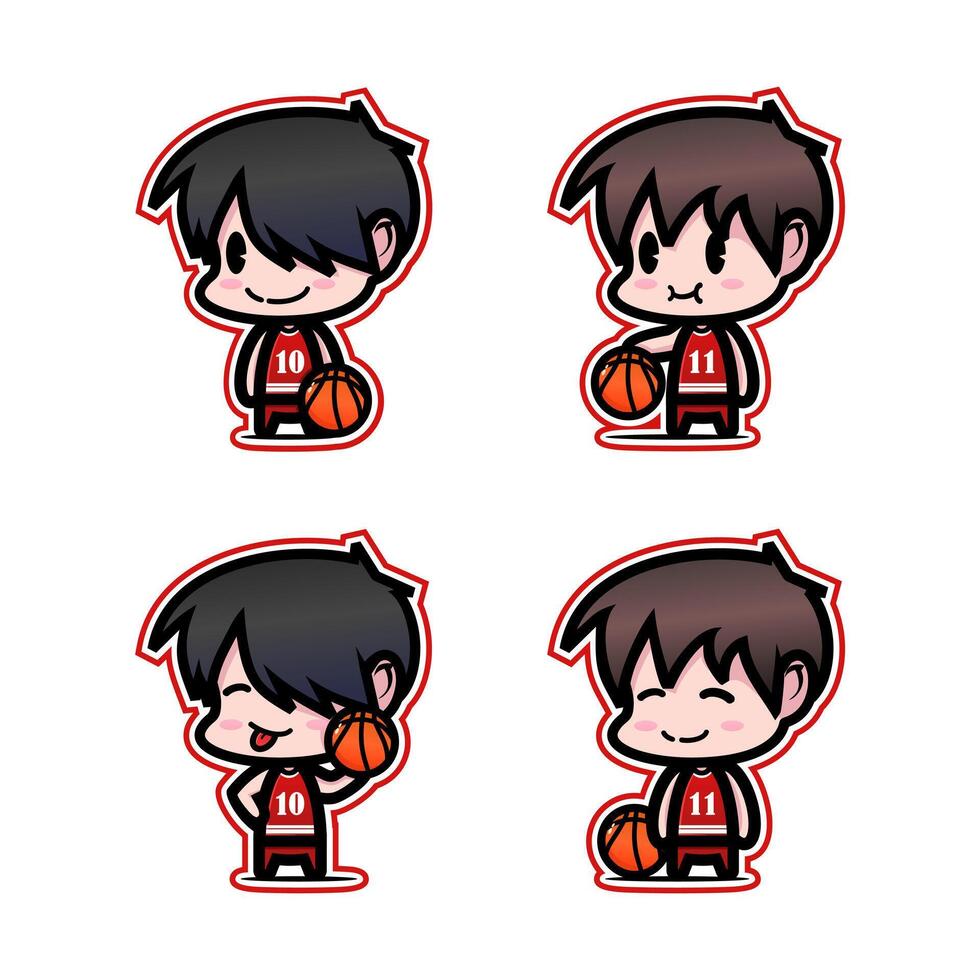 Cute character playing basketball. Basketball player vector