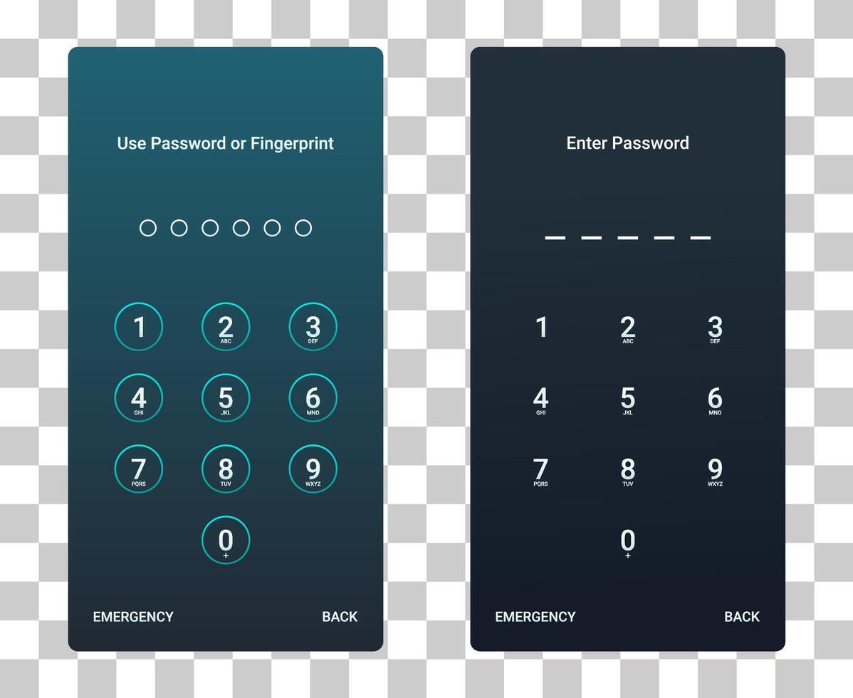 Pass code interface for lock screen login or enter password pages on smartphone. Screen Lock vector