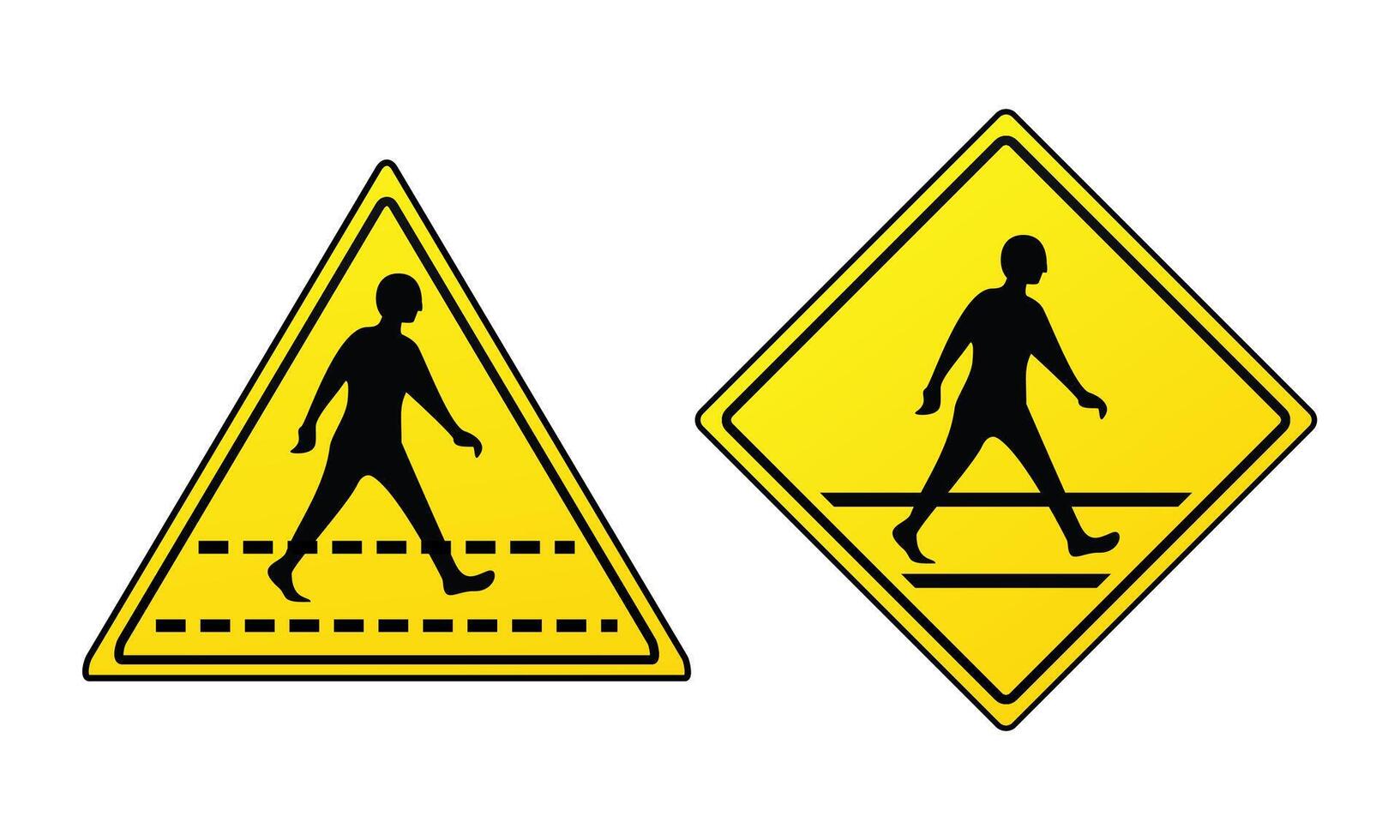 Set of pedestrian crossing signboard. Crosswalk sign vector