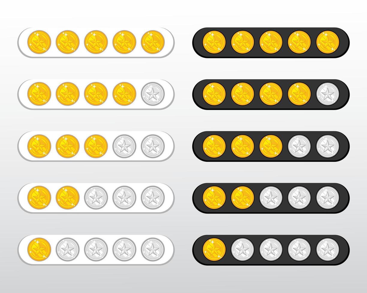 Set of star rating review icon for apps and websites. Star coins vector