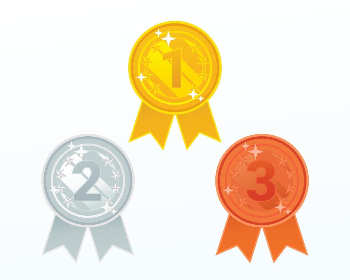 Medal symbol. Gold, silver, bronze medal. Event winner prizes vector