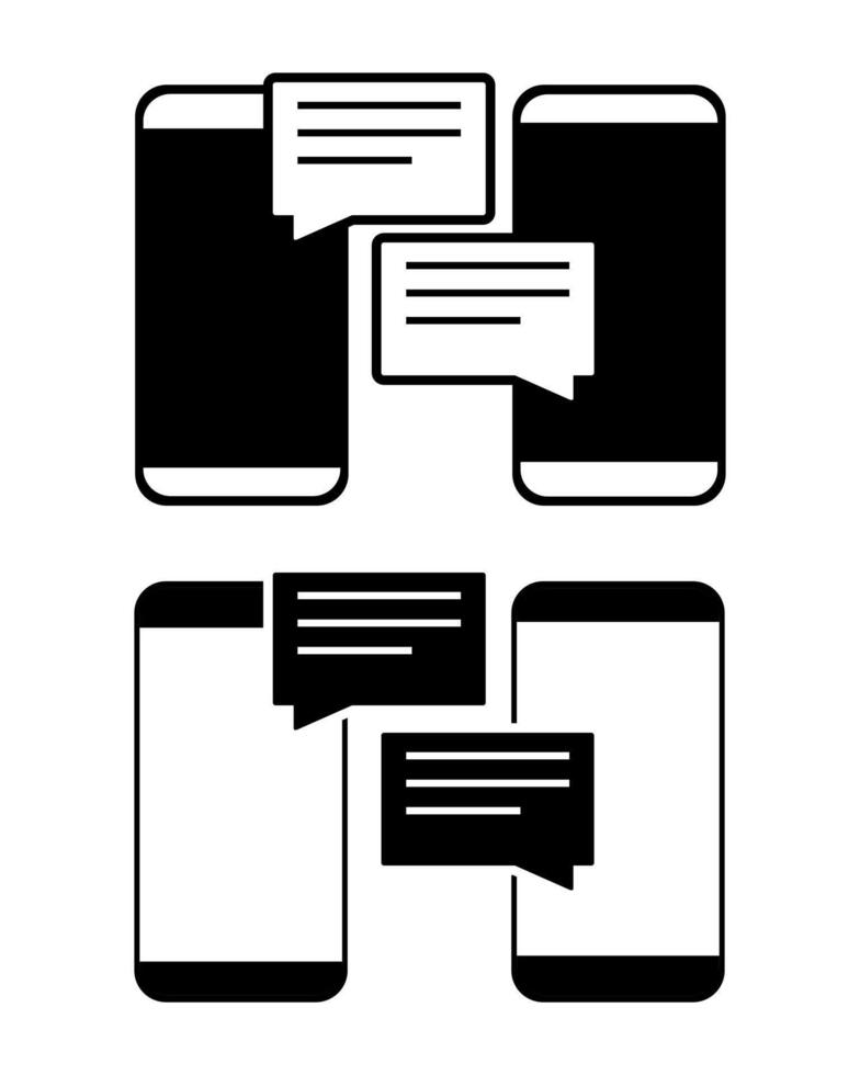 Smartphone chatting sms messages chat sign. Phones send messages to each other icon vector