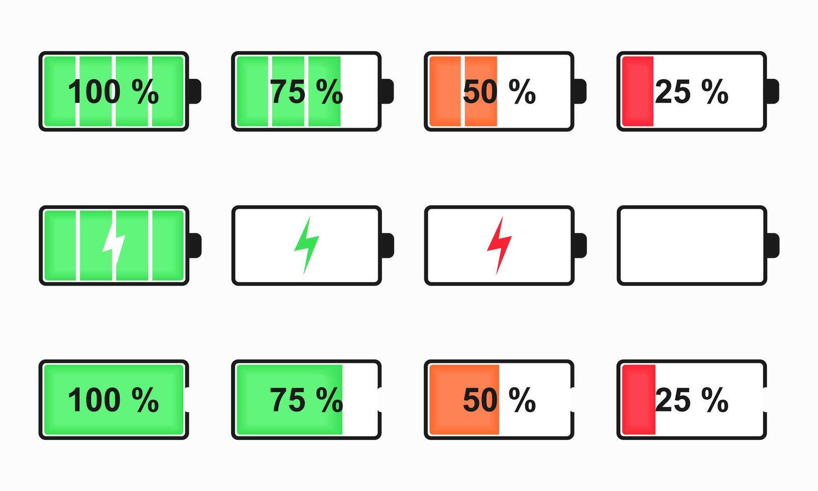 Battery charge level status indicator vector