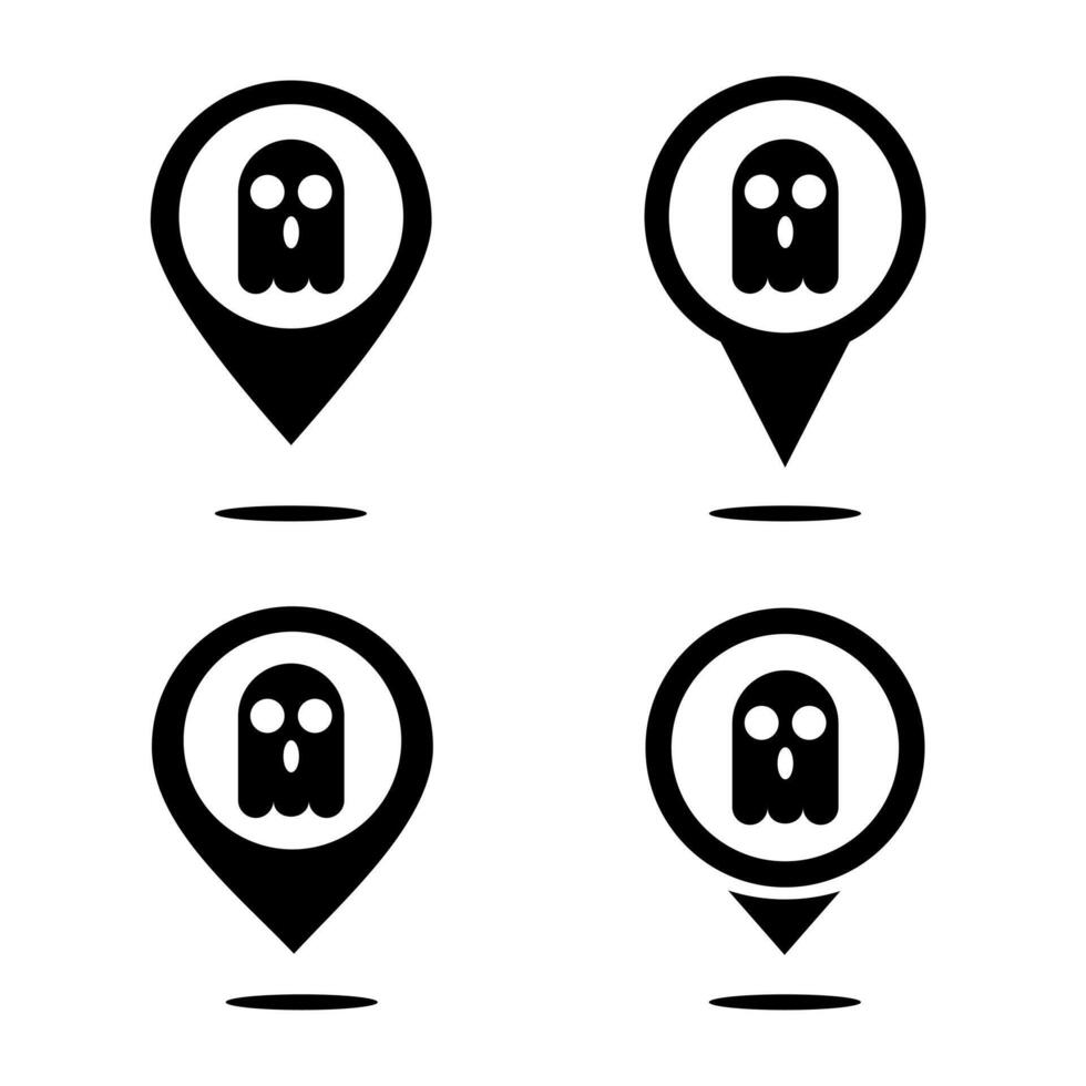 Halloween map pin icon. Horror location. Search ghost vector