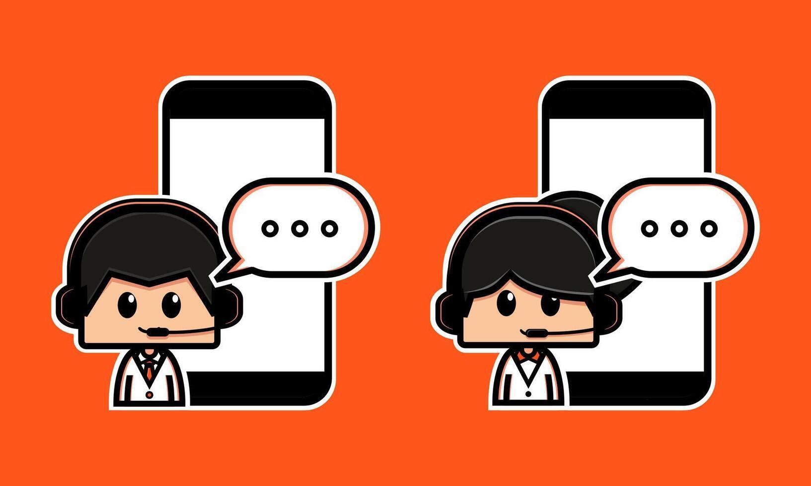 Call center cartoon character. Customer service vector
