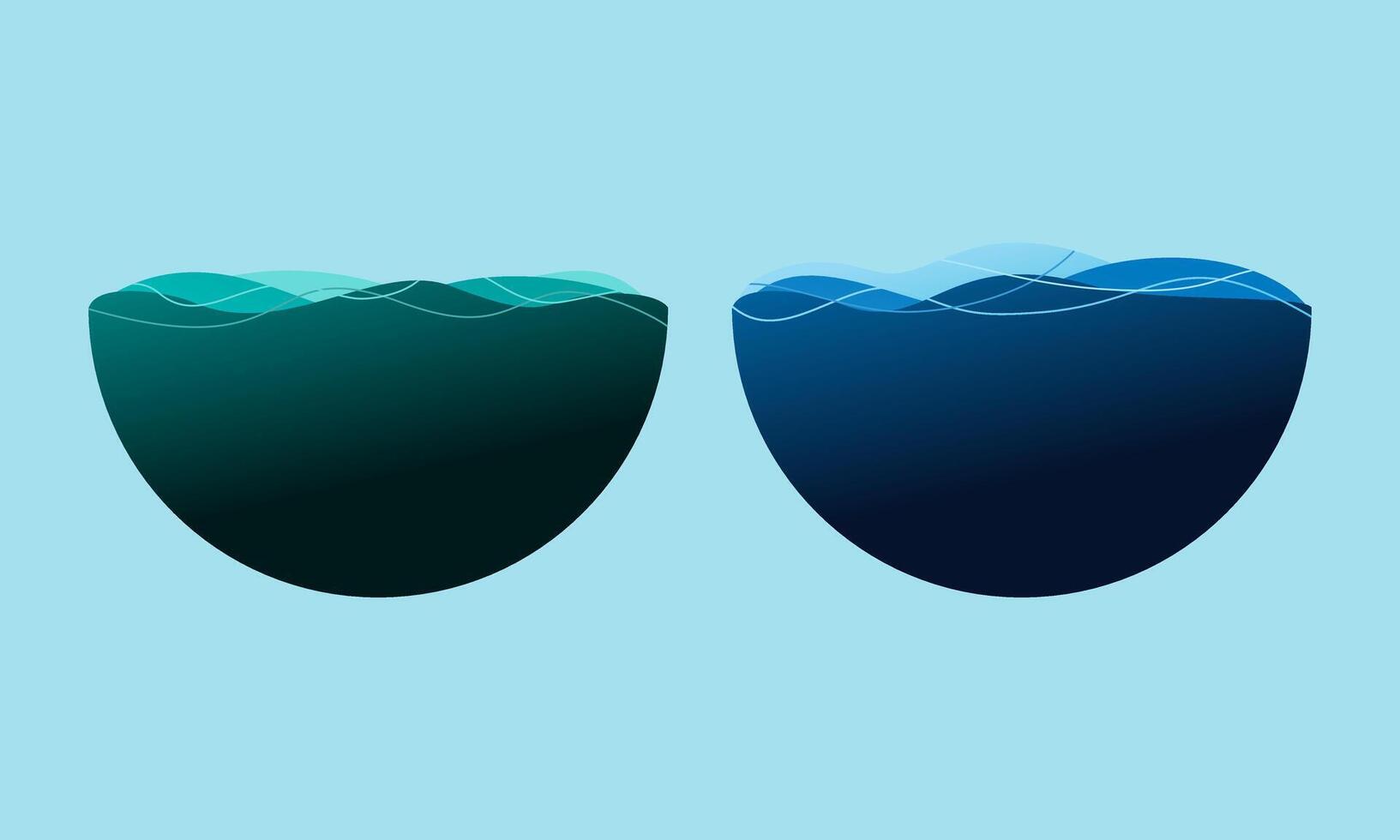 Ocean wave. Beautiful sea half-round vector