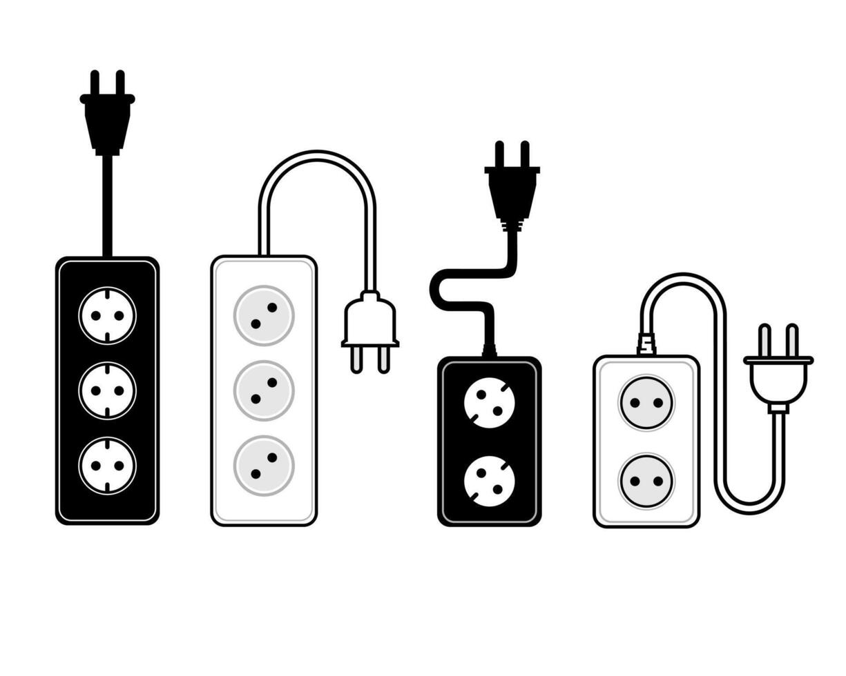 Set of electrical extension cord icon vector