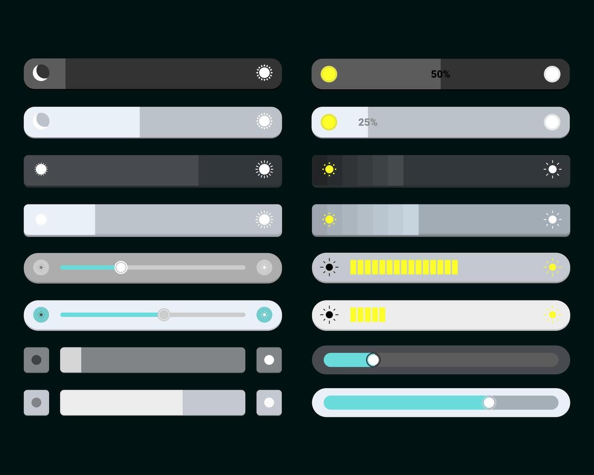 Screen brightness control panel template vector