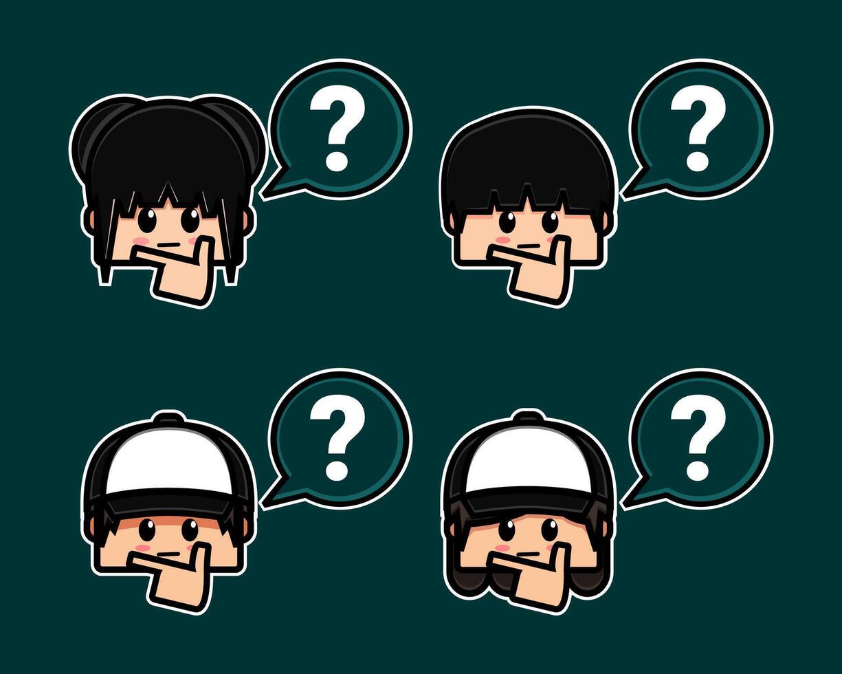 Cute cartoon character thingking vector