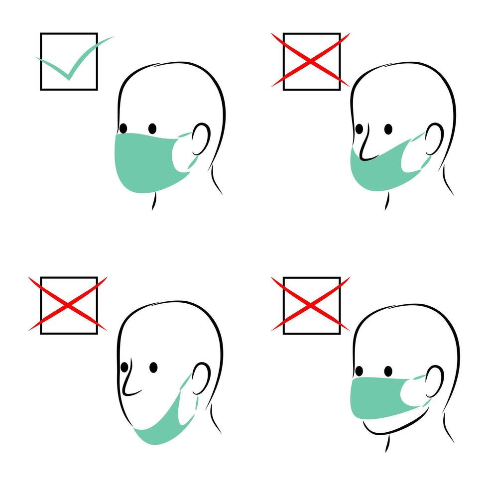 How to wearing protective mask correctly. Prevent the spread of the virus, bacteria and pollution vector