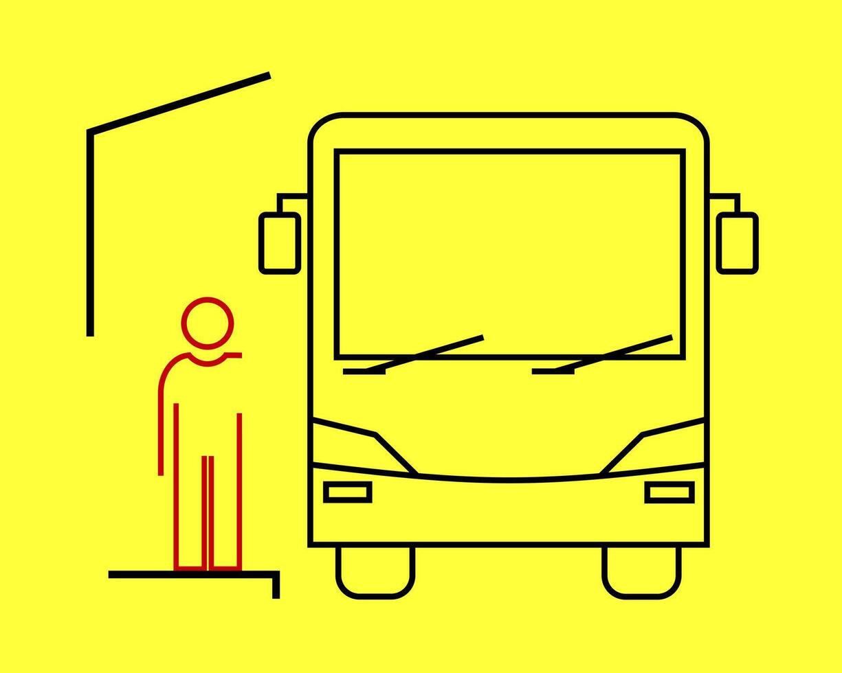 Bus stop. Public transport station line art concept vector