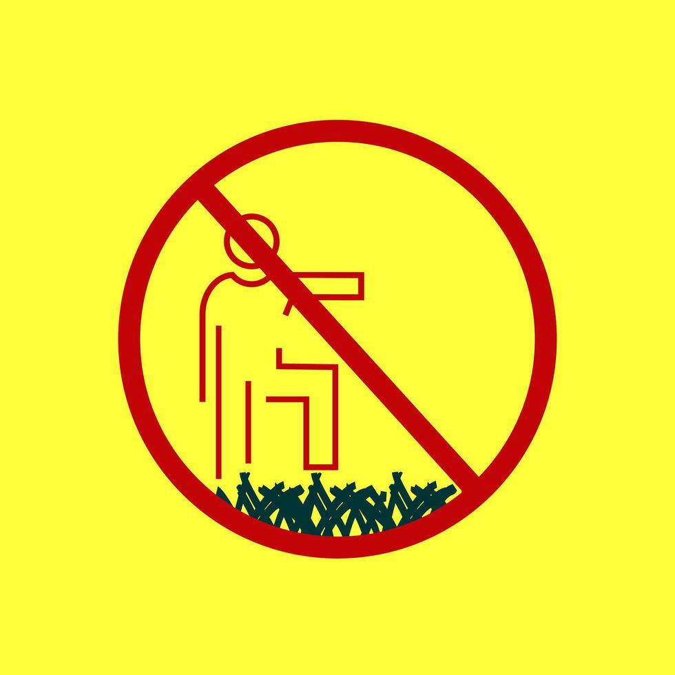 Do not step on grass sign concept. Line art. Please keep of the grass sign vector