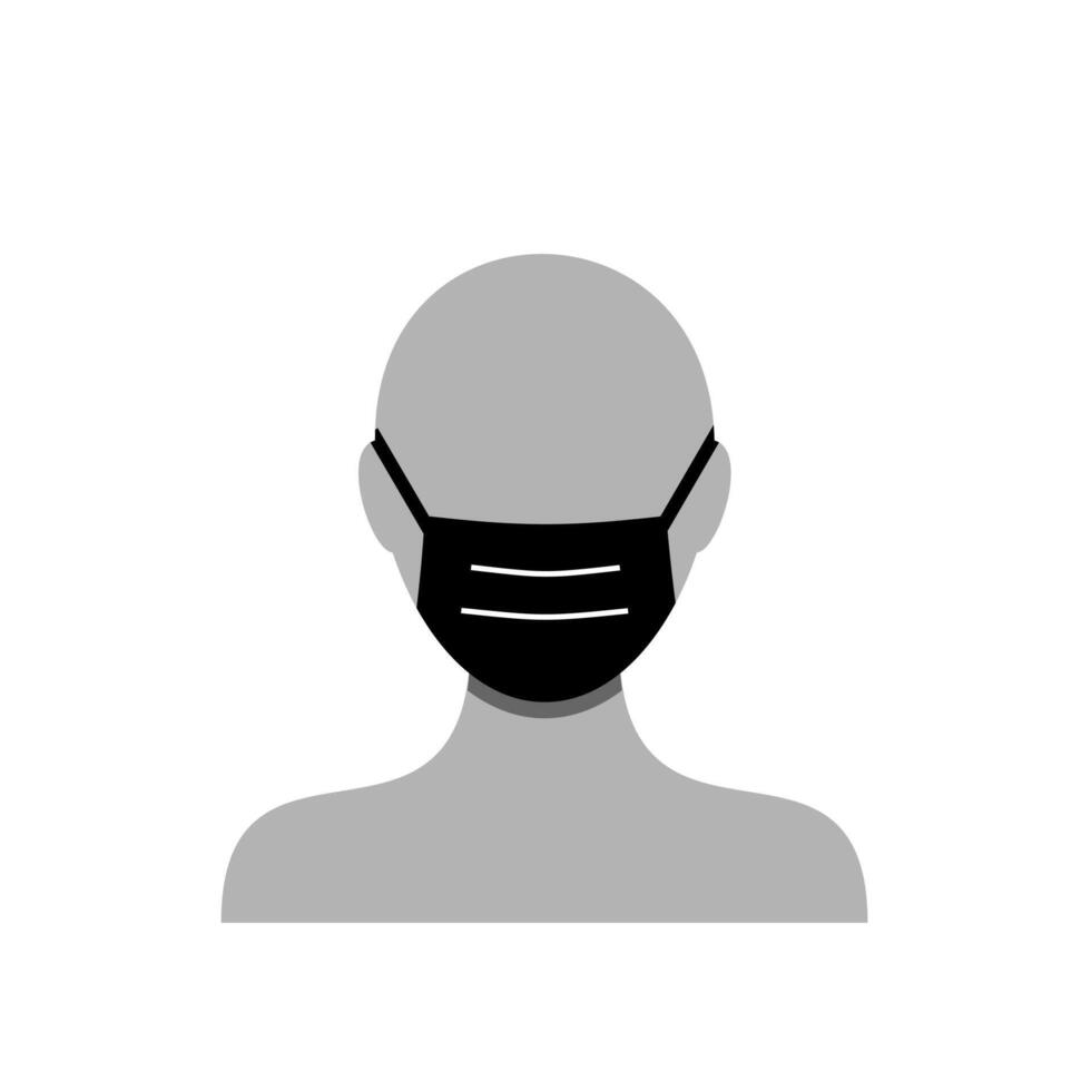 Silhouete person with face mask. Wearing medical mask to prevent the spread of virus, germs, pollution design concept vector