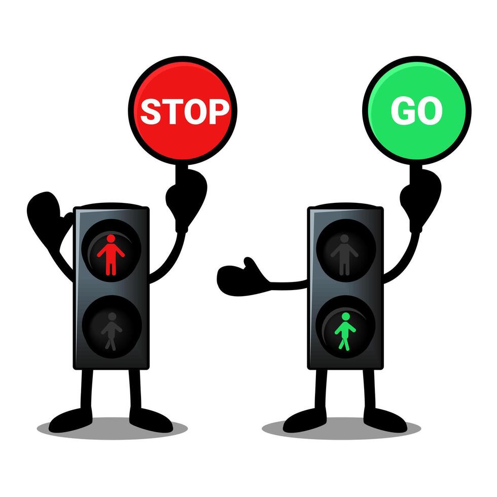 Pedestrian traffic light cartoon character vector