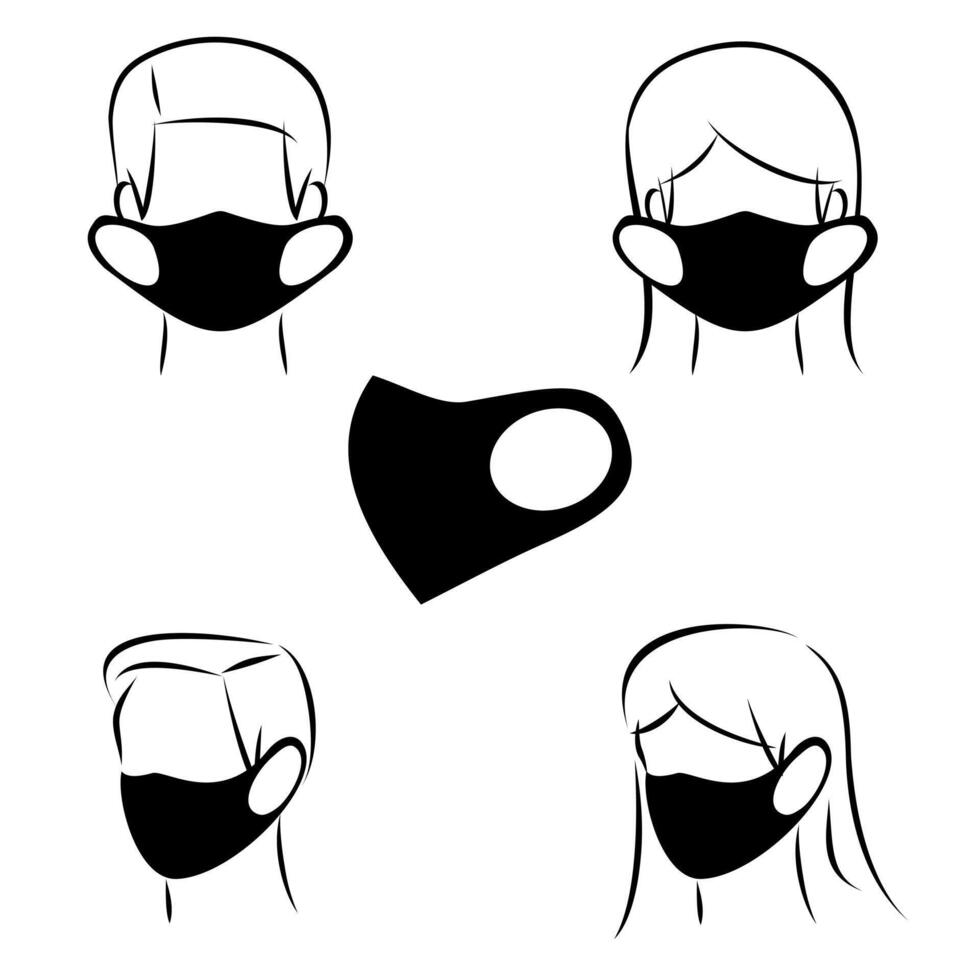 Wearing medical face masks vector