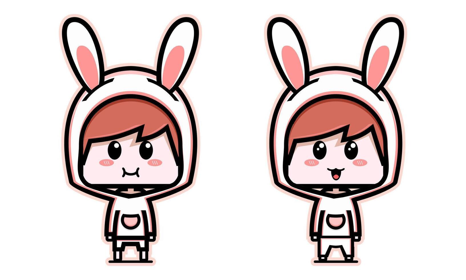 Cute boy wearing a bunny costume vector