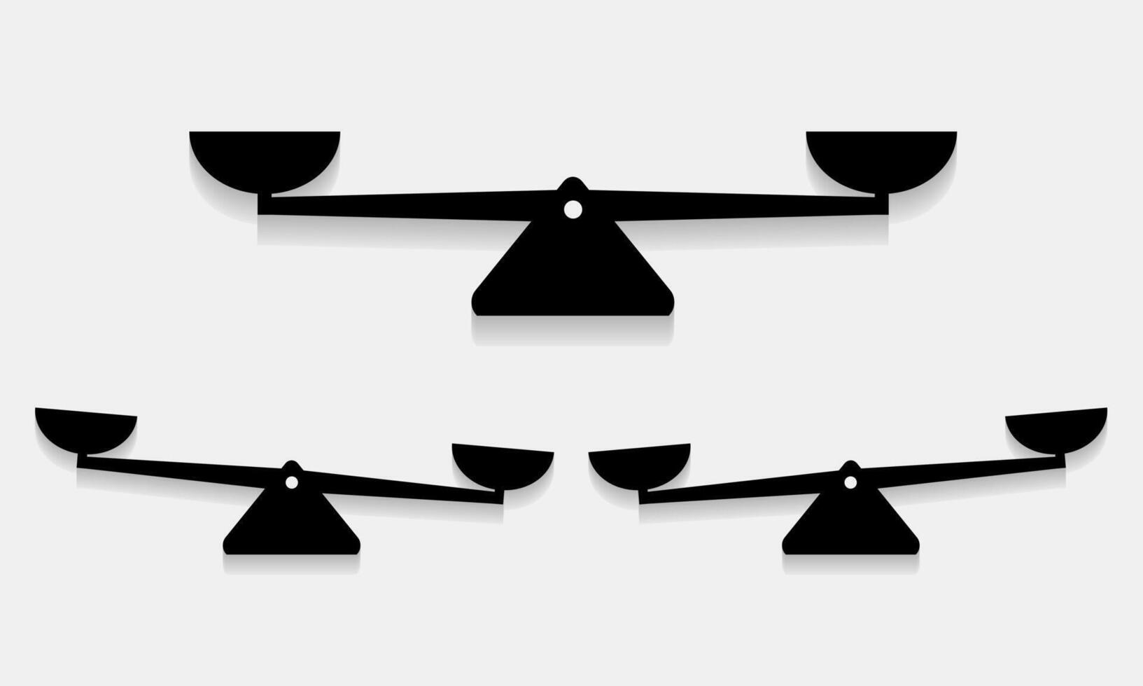Set of scale icon. Balance and unbalance, one-sided vector