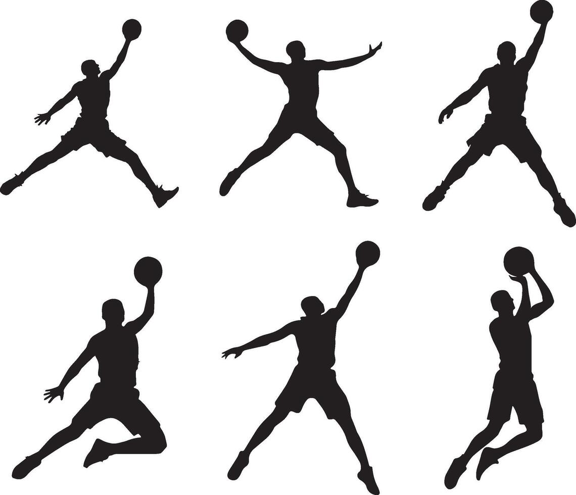 Dynamic Basketball Silhouettes in Motion Generated AI vector