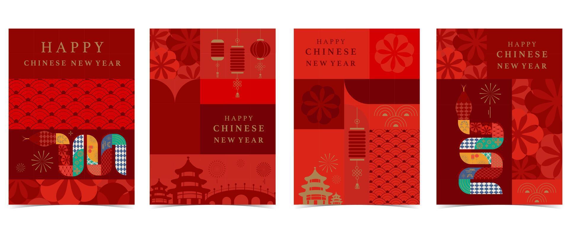 Happy Chinese New Year on red background vector