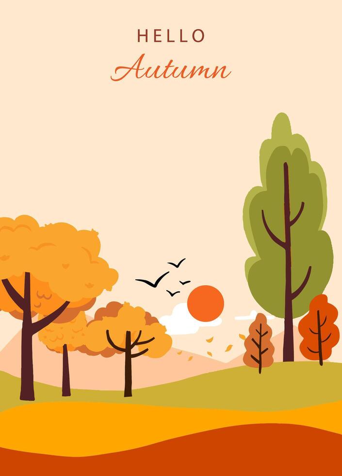 autumn background with beautiful natural scene and tree vector