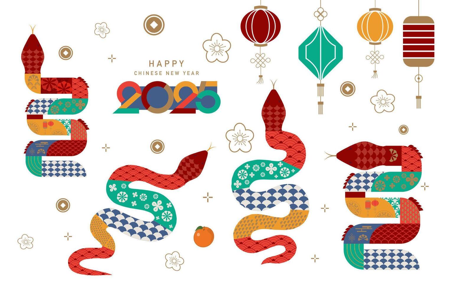 snake chinese element object for icon,sticker vector