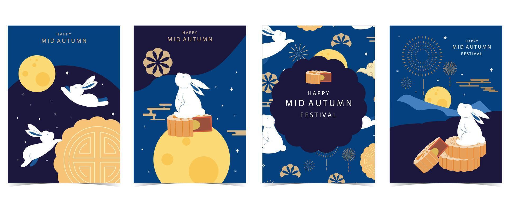 mid autumn festival holiday background with rabbit,mooncake,moon . for a4 vertical design vector