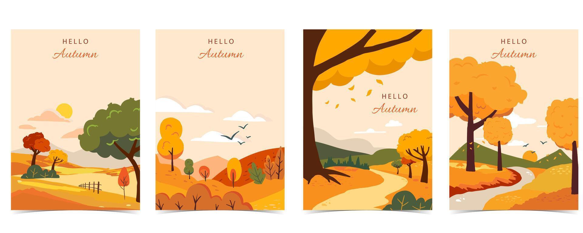 autumn background with beautiful natural scene vector