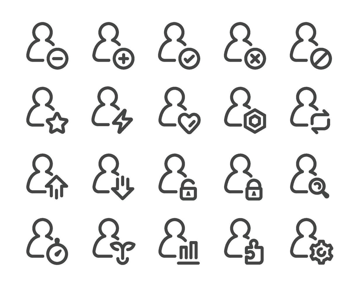 person and user line icon set vector