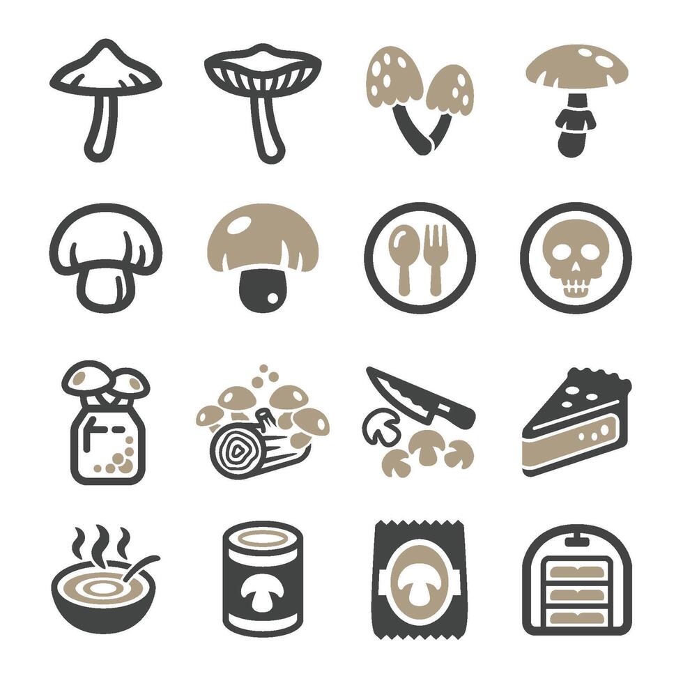 mushroom icon set vector