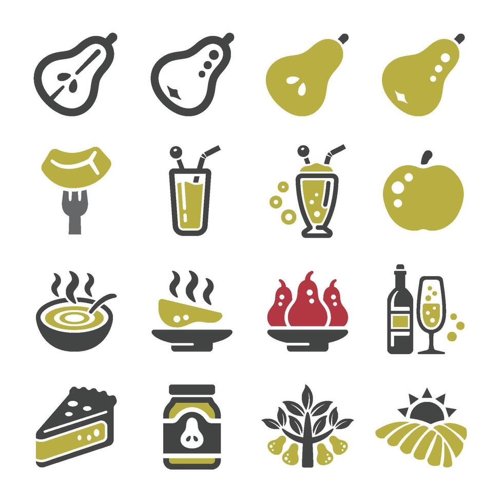 pear icon set vector
