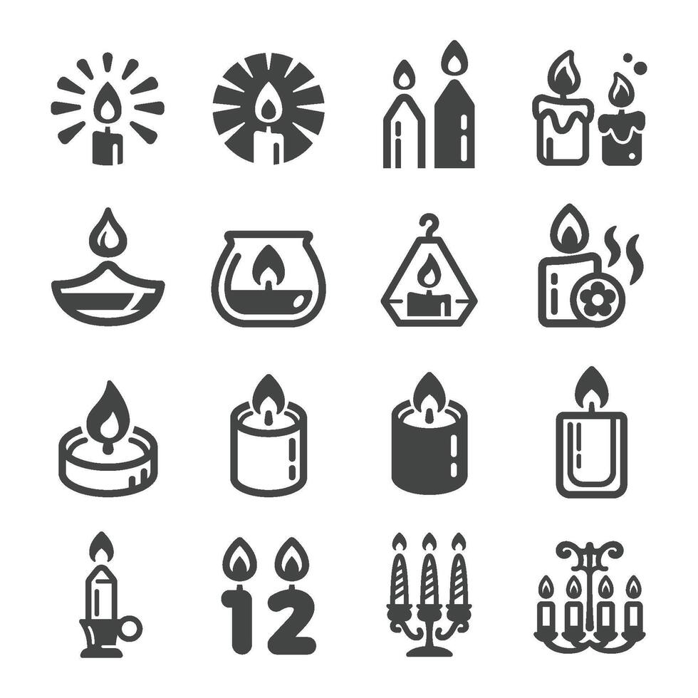 candle icon set vector