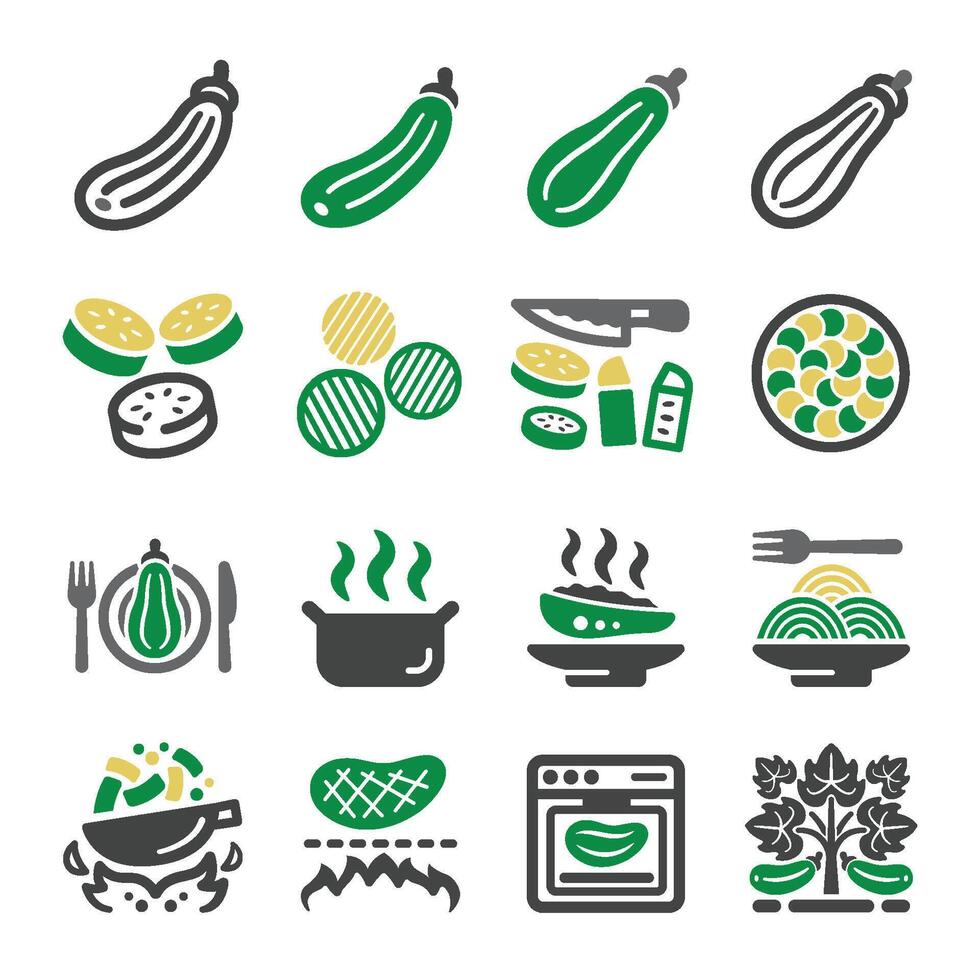 zucchini icon set vector