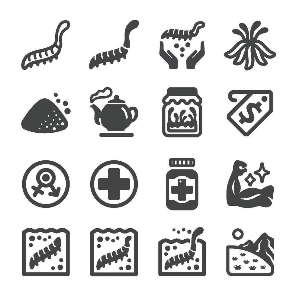cordyceps icon set vector